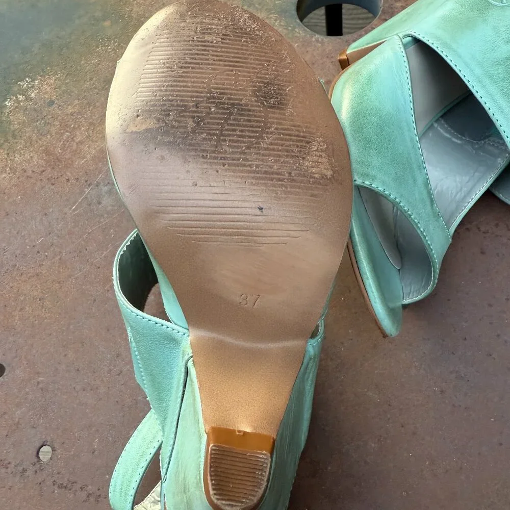Vintage Bronx Shay Aqua Slingback Wedge Sandal EU 37 / US 7